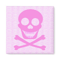 Pink Skull & Crossbones Magnets