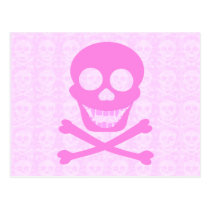 Pink Skull & Crossbones Notes Card Postcard