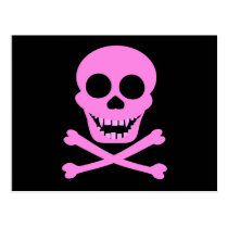 Pink Skull & Crossbones Postcard