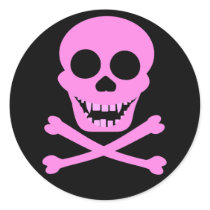 Pink Skull & Crossbones Stickers