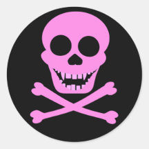 Pink Skull & Crossbones Stickers