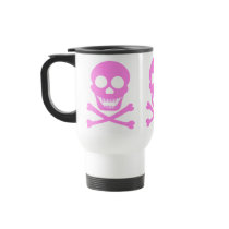 Pink Skull & Crossbones Travel Mugs