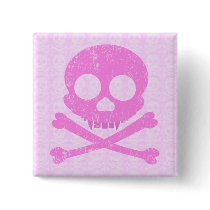 Pink Skull Distressed Buttons
