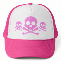 Pink Skull Distressed Hats