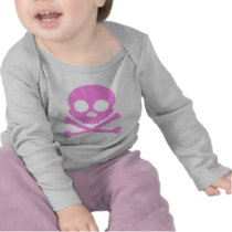 Pink Skull Distressed Infant Longsleeve Tee Shirt