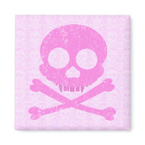 Pink Skull Distressed Magnets