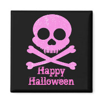 Pink Skull Distressed Magnets
