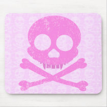 Pink Skull Distressed Mousepad