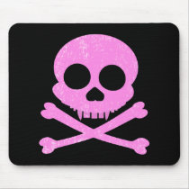 Pink Skull Distressed Mousepad