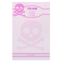Pink Skull Distressed Personalized Stationery