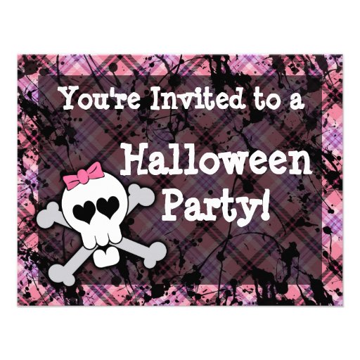 Pink Skull Halloween Party Invitations