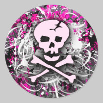 Pink Skull Splatter Stickers