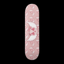 Pink Skull With Wings Skateboard