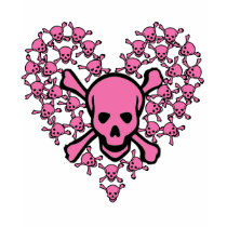 Pink Skulls in Heart Shape t-shirts