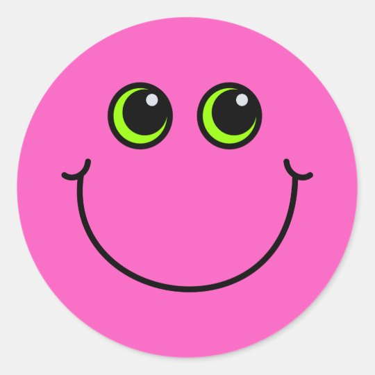 Pink Smiley Face Classic Round Sticker Zazzle