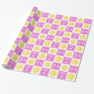 Pink Smiley Sun Wrapping Paper