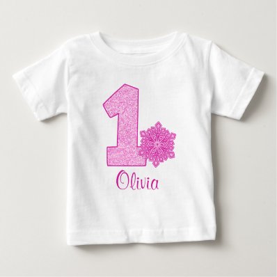 Pink Snowflake 1st Birthday Personalized T-shirt