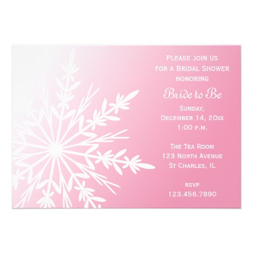 Pink Snowflake Bridal Shower Invitation