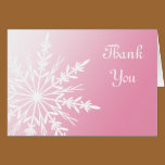 Pink Snowflake Thank You Note Card cards