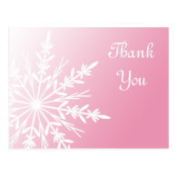 Pink Snowflake Thank You Postcard