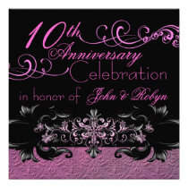 Pink Snowflake Wedding Anniversary Invitation invitations