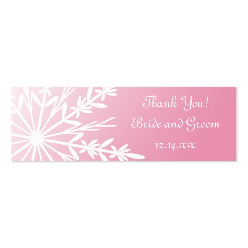 Pink Snowflake Wedding Favor Tags Business Card Template (front side)