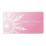 Pink Snowflake Wedding Stickers