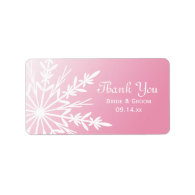 Pink Snowflake Wedding Thank You Label Personalized Address Label