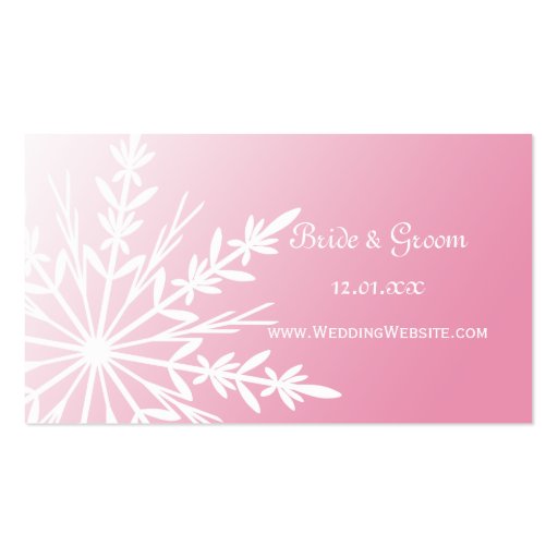 Pink Snowflake Wedding Website Profile Card Business Cards