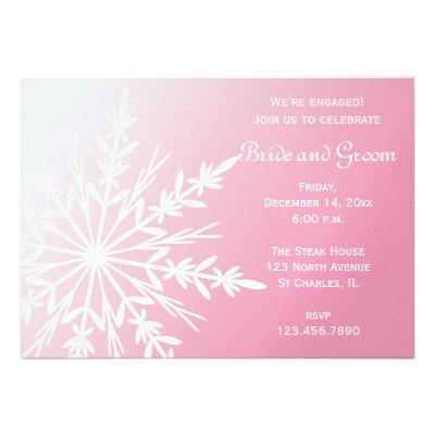 Pink Snowflake Winter Engagement Party Invitation