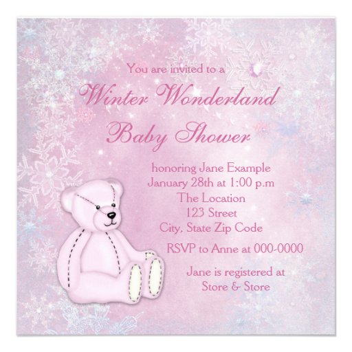 Pink Snowflake Winter Wonderland Baby Shower Custom Invite
