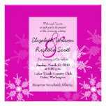Pink Snowflakes Christmas wedding invitation at Zazzle
