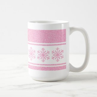 pink snowflakes on christmas mug