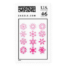 Pink Snowflakes - Postage Stamp
