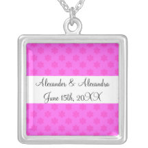 Pink snowflakes wedding favors personalized necklace