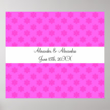 Pink snowflakes wedding favors print
