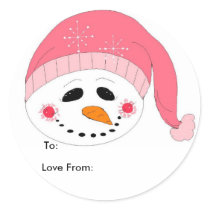Pink Snowman Gift Tags stickers by seashell2 Pink Snowman Gift Tags stickers