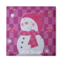 Pink Snowman magnets
