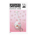 PINK SNOWMAN, SCARF & SNOW HAT by SHARON SHARPE stamp