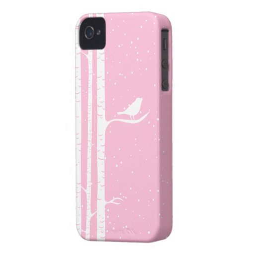Pink Snowy Birch Trees Case-Mate iPhone 4 Case