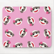 Pink Sock Monkey Flower Girl mousepads