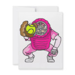 Pink Softball Catcher Custom Announcement
