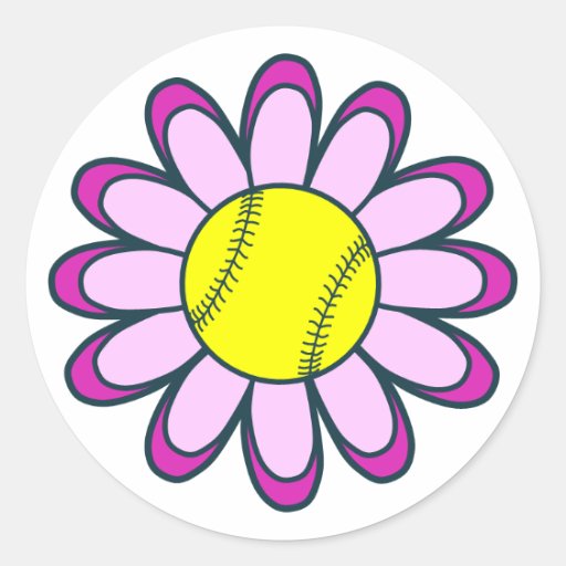 Pink Softball Girl Classic Round Sticker | Zazzle