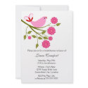 Pink Songbird Bridal Shower Invitation