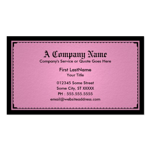 pink sophistications business cards (back side)