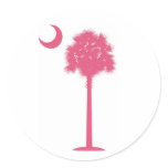 Pink South Carolina Palmetto and Crescent Moon