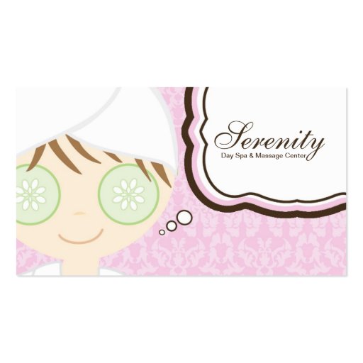 Pink Spa Girl Cucumber Spa Massage Business Card (front side)