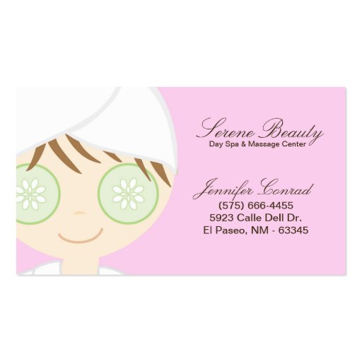 Pink Spa Girl Cucumber Spa Massage Business Card