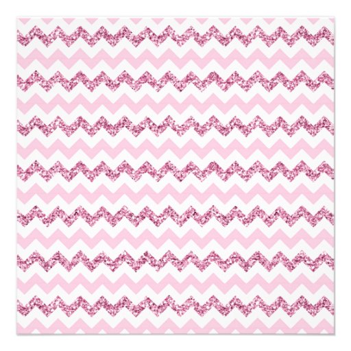 Pink Sparkle Chevron Womans 50th Birthday Party Announcement
