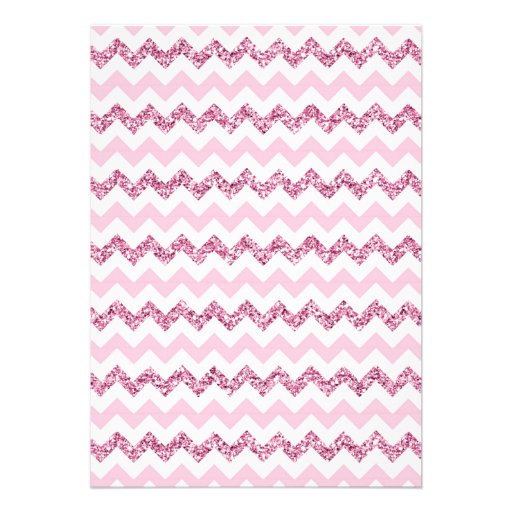 Pink Sparkle Chevron Womans 50th Birthday Party Invitations